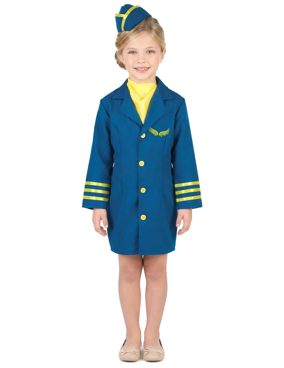 Vue de face du déguisement uniforme hôtesse de l'air