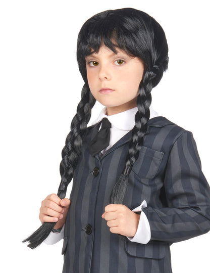 Gros plan sur le haut du déguisement uniforme scolaire gothique pour enfant