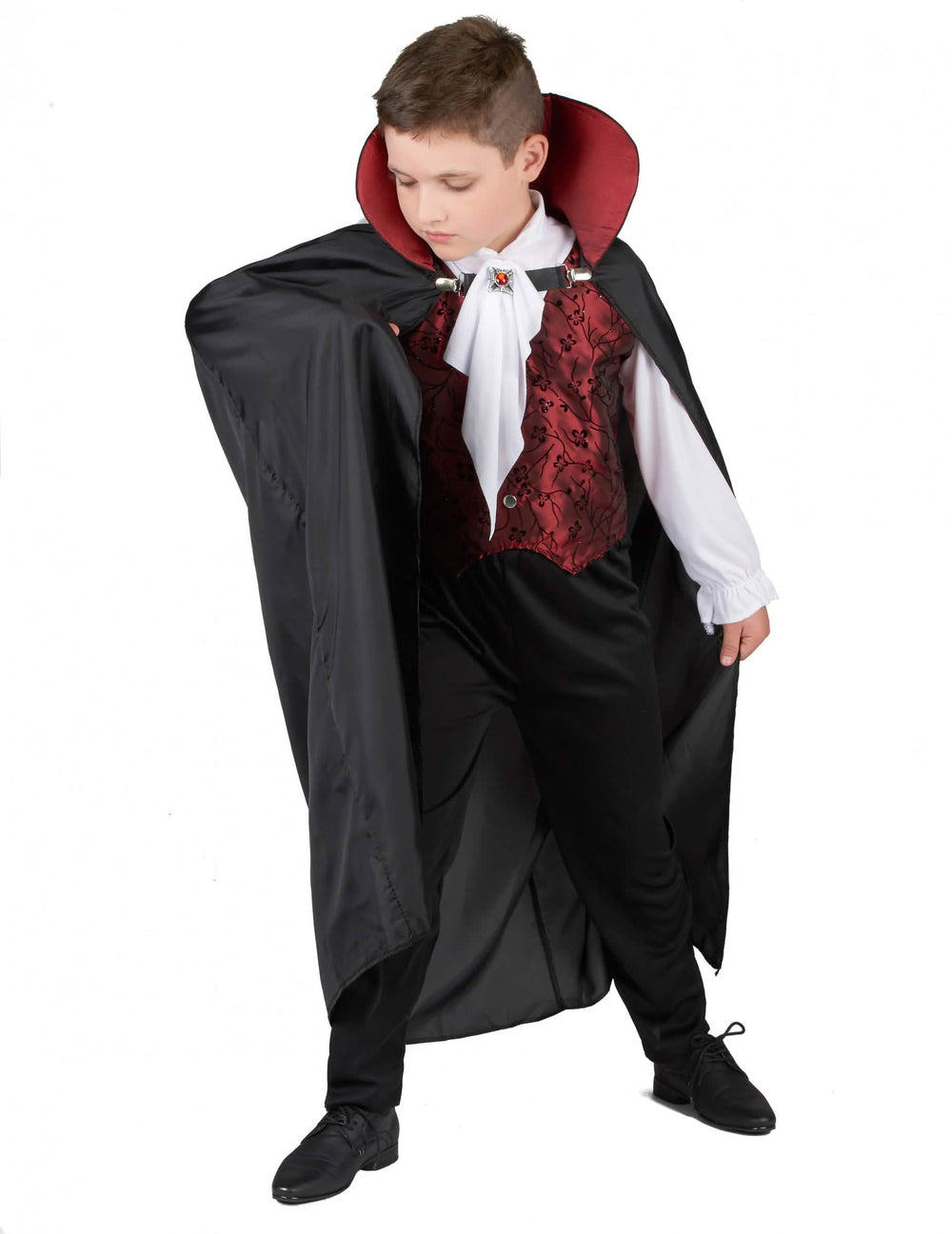 Vista de perfil del disfraz de vampiro elegante para niño