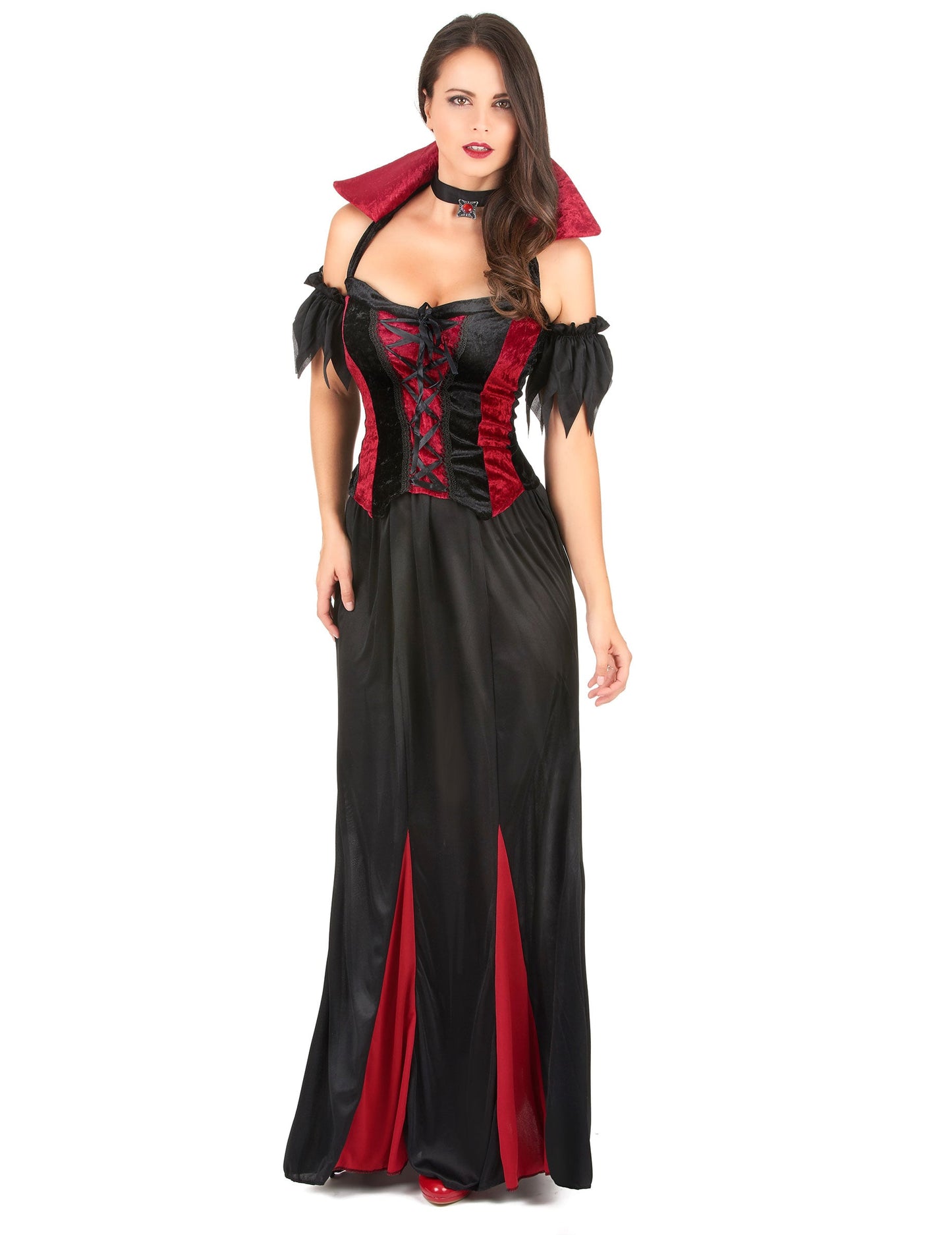 Déguisement de vampire pour femme noir et rouge