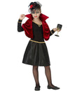 Déguisement de vampire glamour pour fille noir et rouge avec cape à col montant