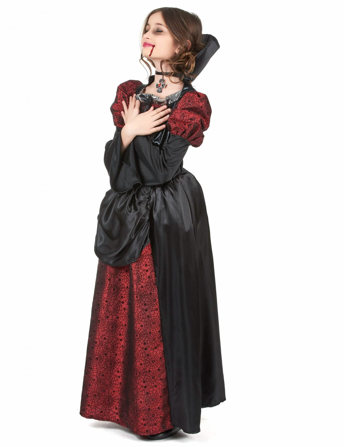 Vue de profil du déguisement vampire manches bouffantes