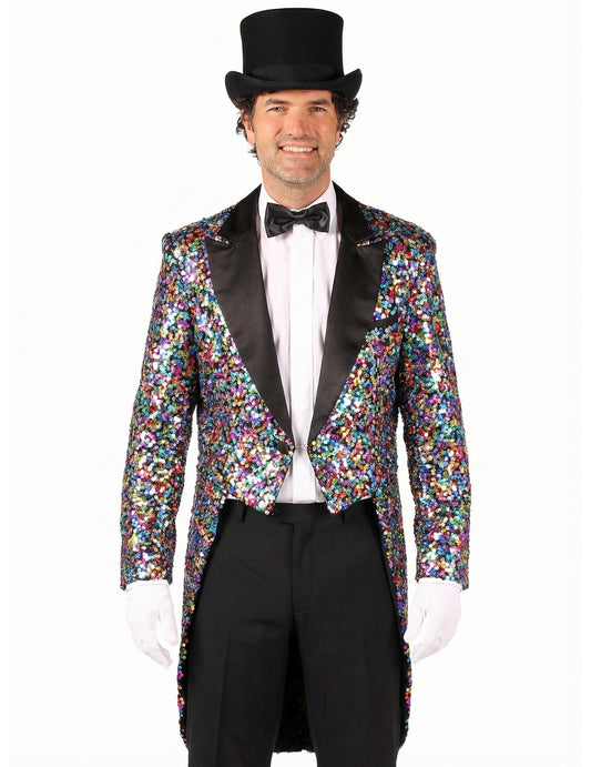Disfraz de chaqueta de Carnaval con lentejuelas multicolores para hombre