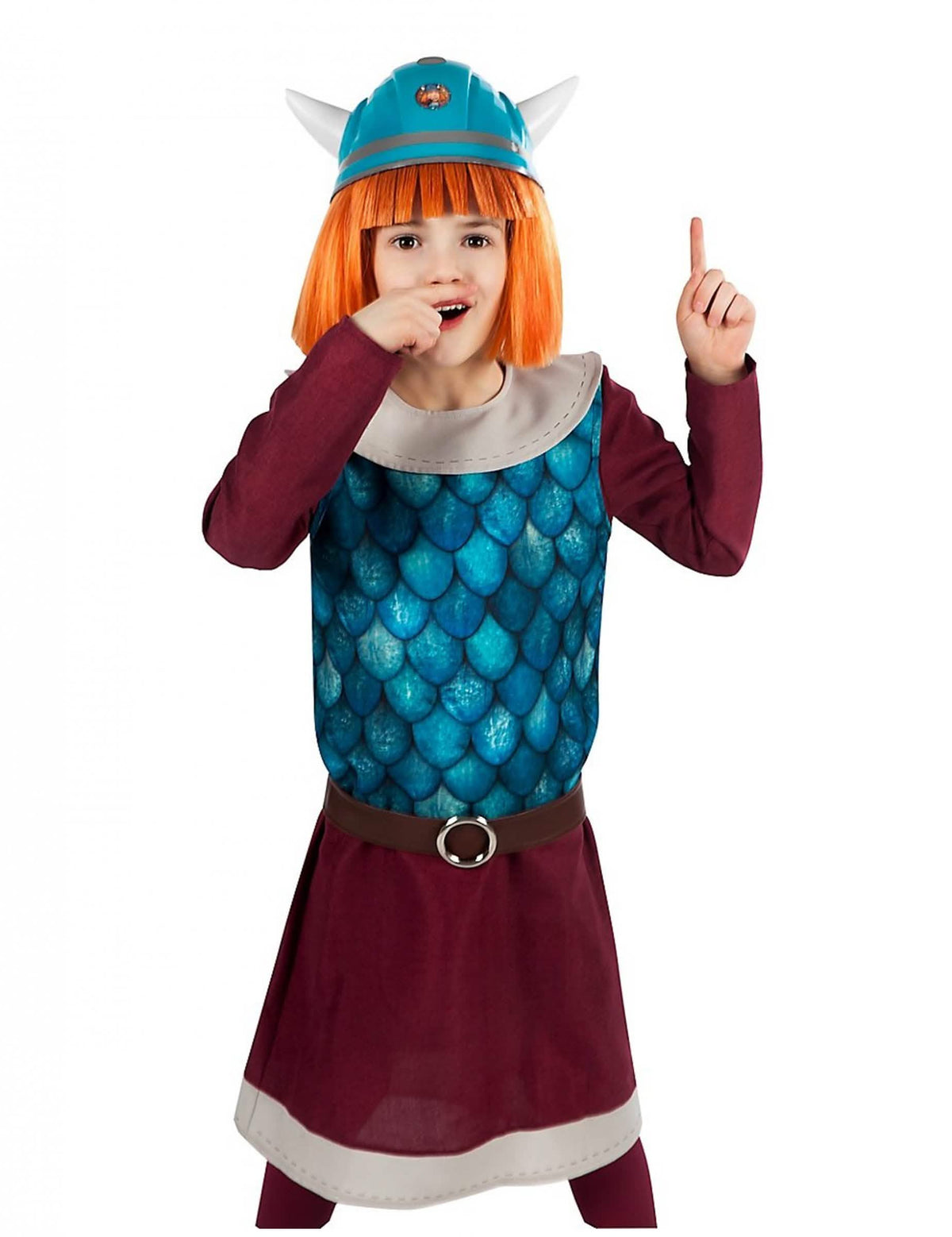 Disfraz Vic el Vikingo™ para niño burdeos y azul con escamas y casco