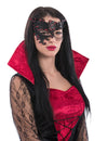 Semi máscara negra y roja con cadena mujer