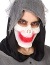 Demi masque squelette ensanglanté pour adulte blanc et rouge