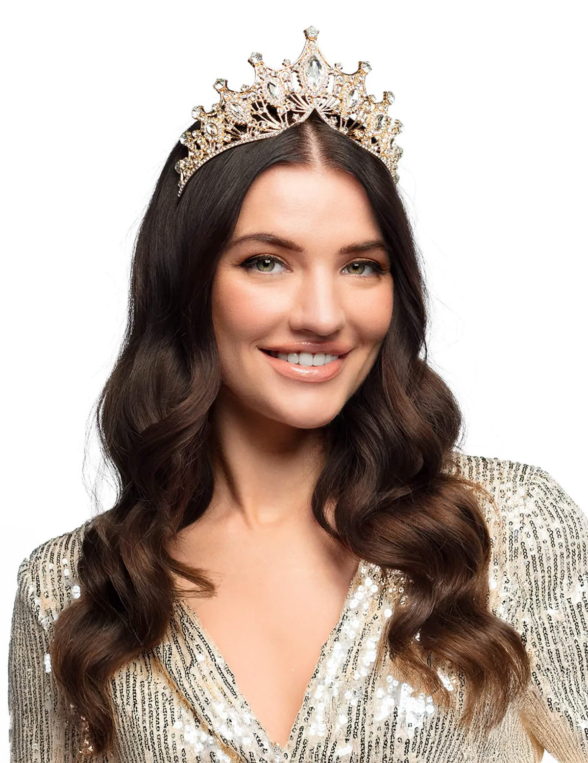 Diadema real metálica oro rosa para adulto