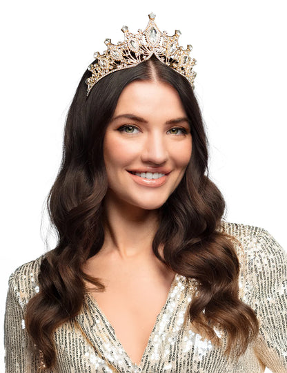 Diadema real metálica oro rosa para adulto