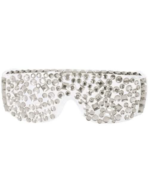 gafas disco con lentejuelas para adulto blanco y plateado