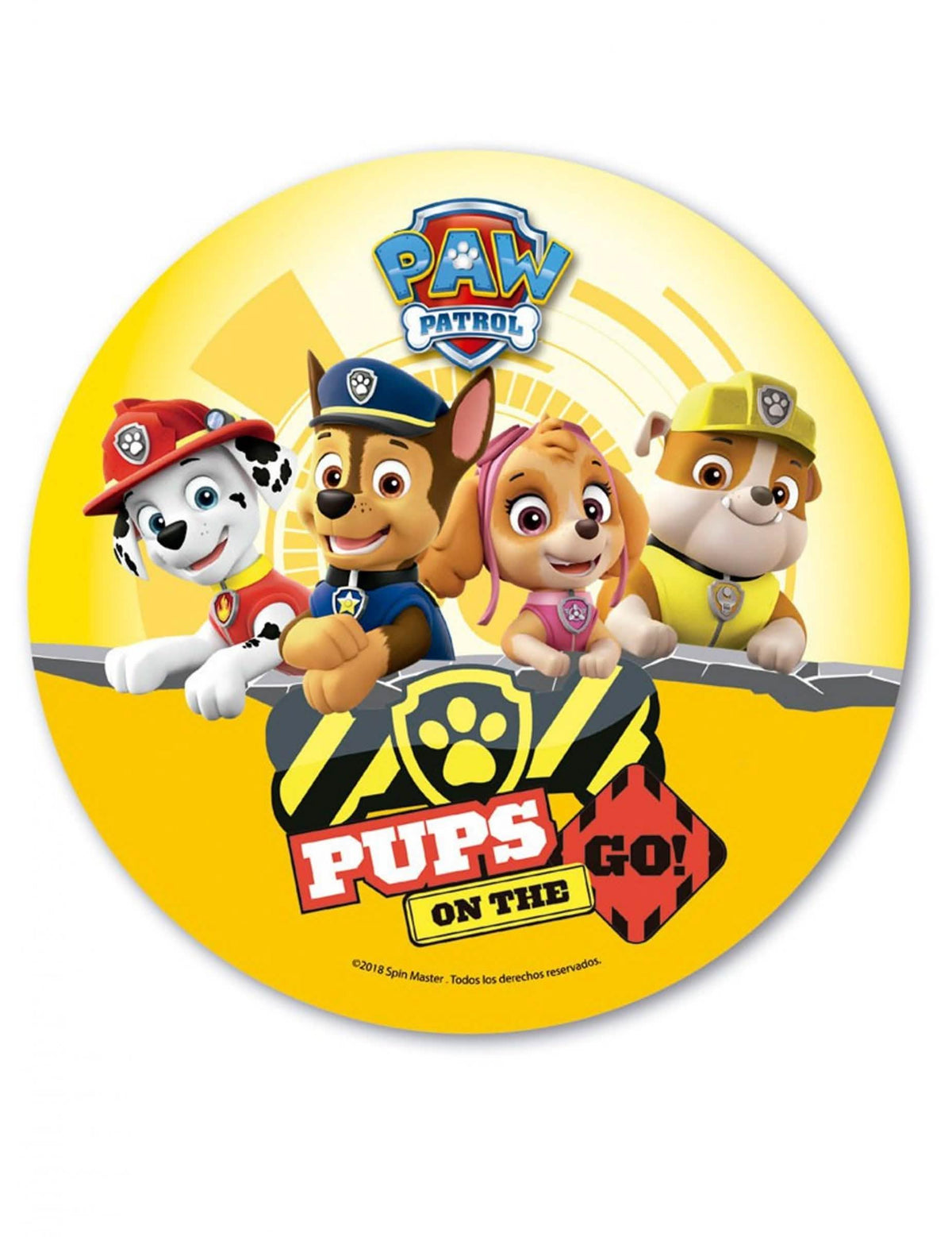 Disco de oblea La Patrulla Canina amarillo