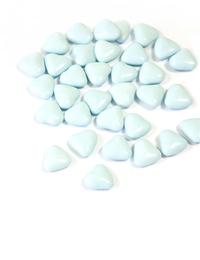 Dragées mini coeur chocolat pour communion bleu clair