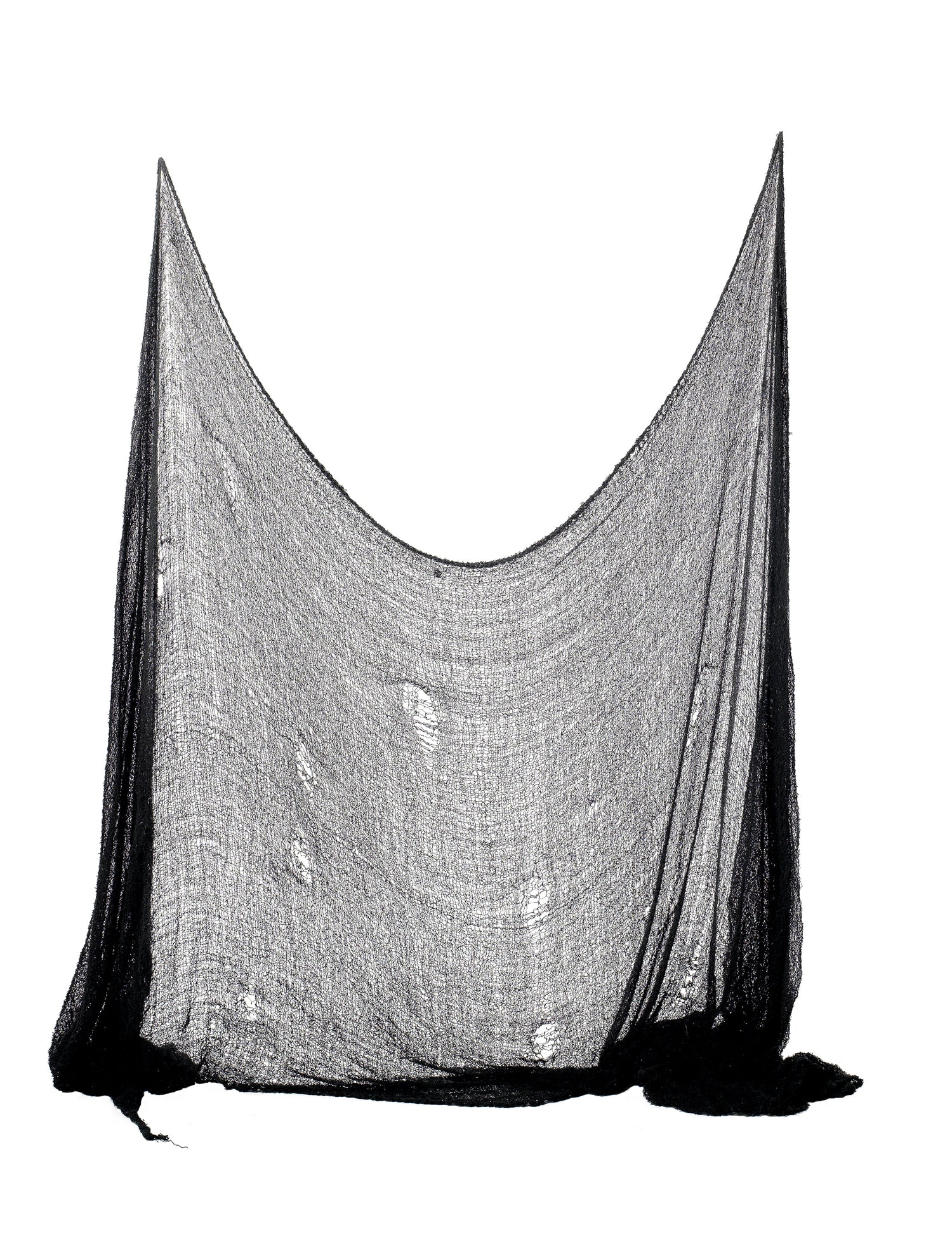 Décoration drap Halloween noir avec mailles déchirées