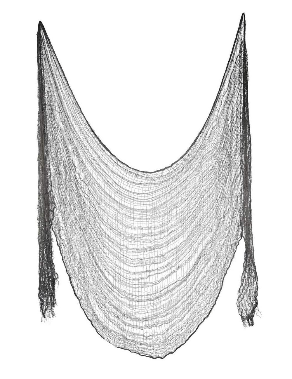 Drap d'Halloween pour décoration gris effet gaze déchirée