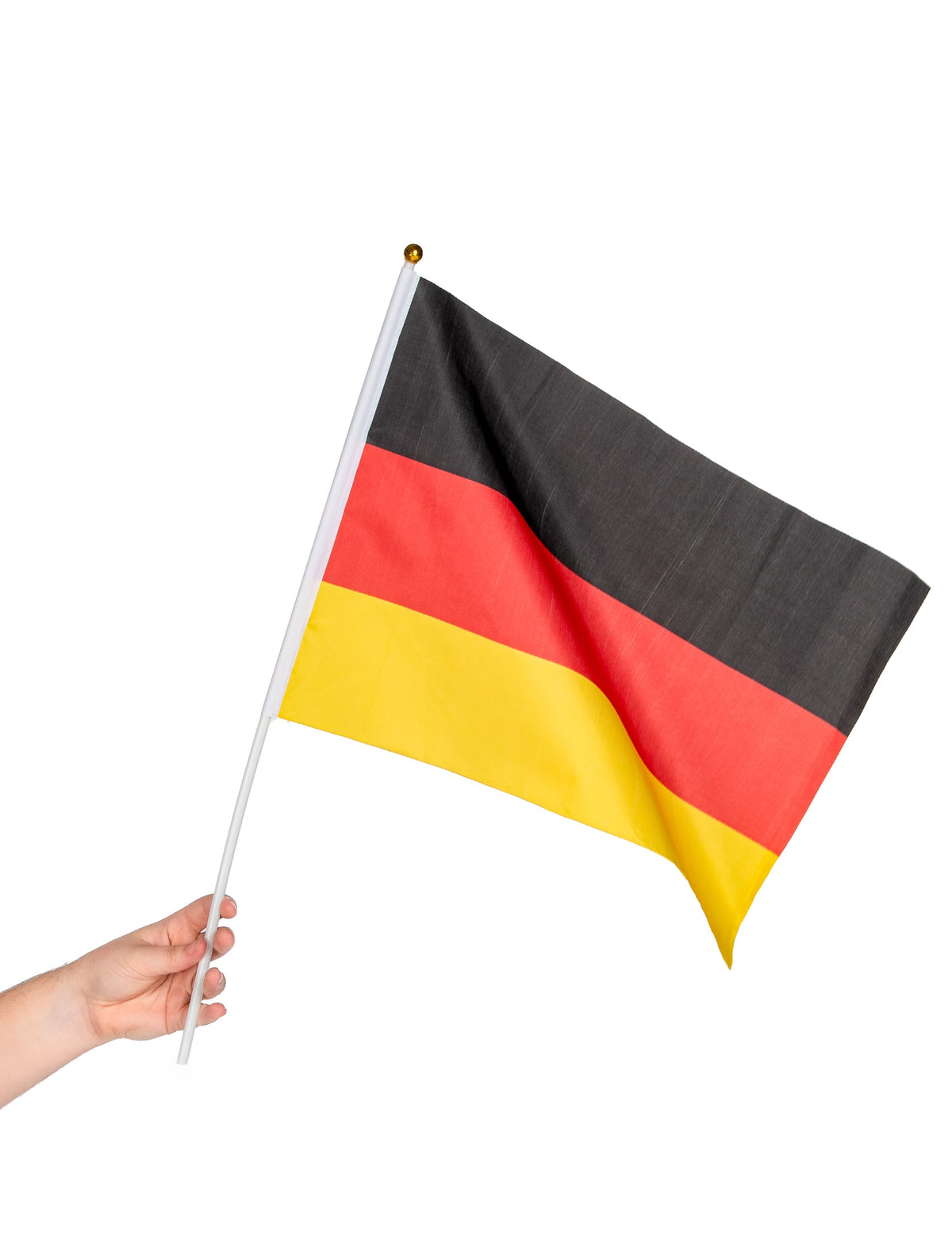 Drapeau Allemagne pour supporter noir rouge jaune avec tige