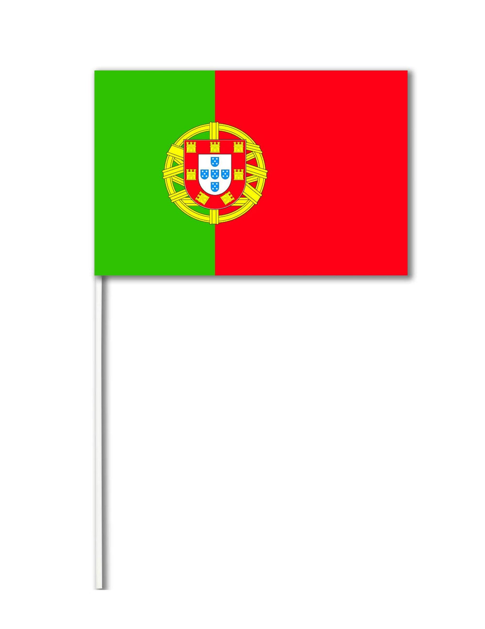 Drapeau de papel portugal para aficionados verde y rojo en varilla