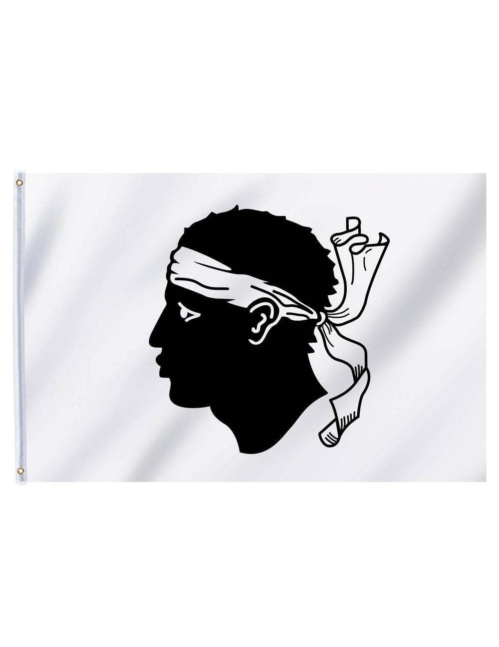 Drapeau Corse pour supporter noir et blanc avec tête de Maure