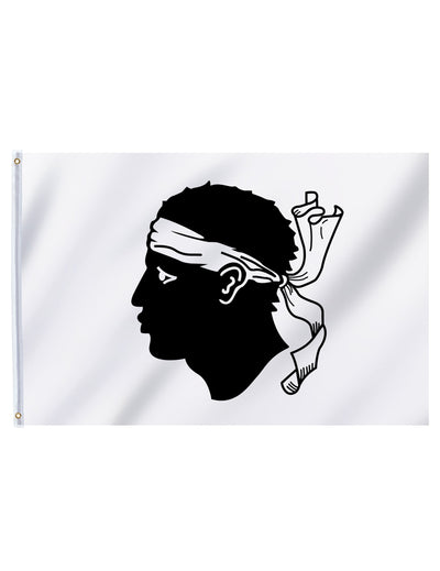Drapeau Corse pour supporter noir et blanc avec tête de Maure