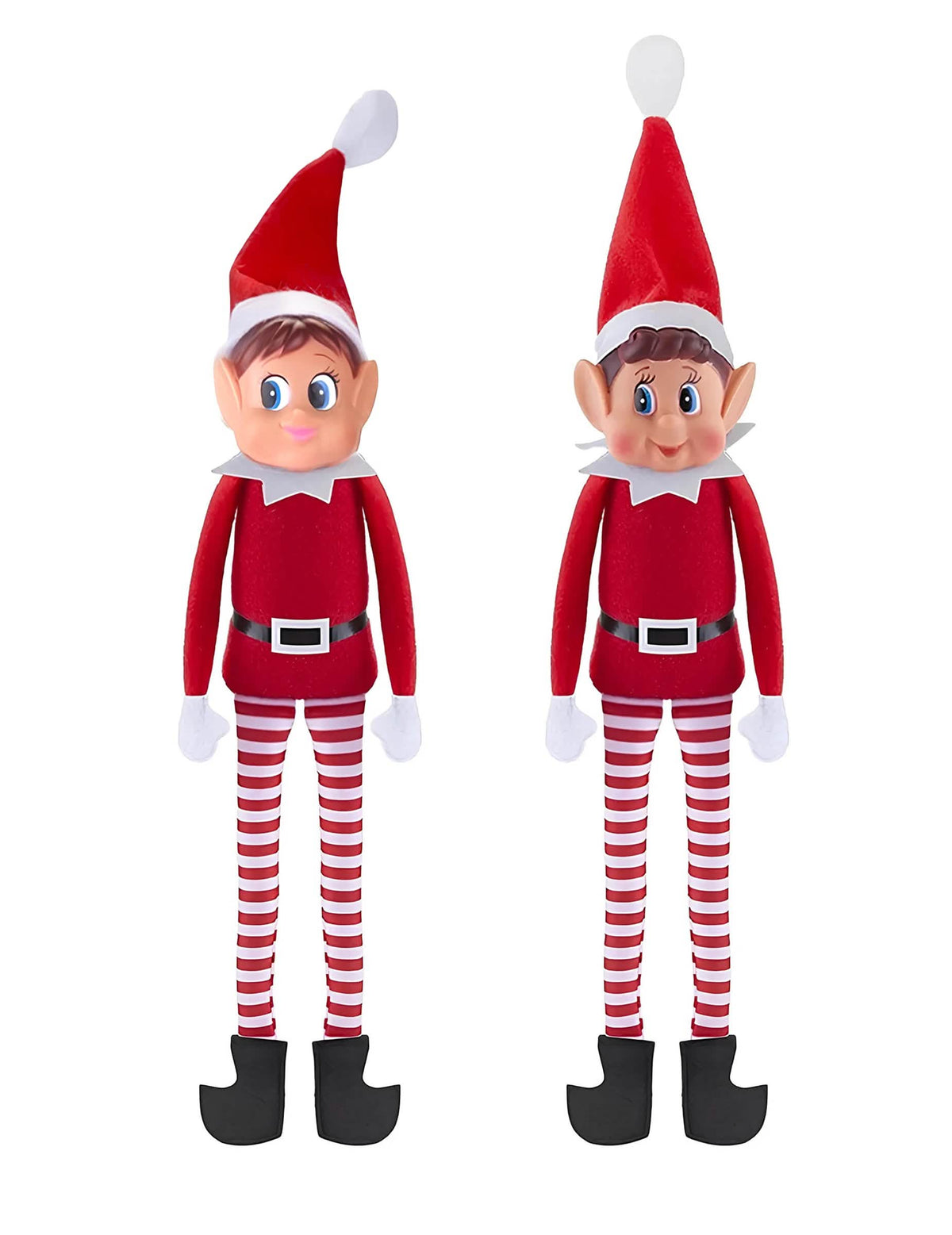 Duo de duendes traviesos de navidad Elvie y Elfie para niño rojo y blanco a rayas