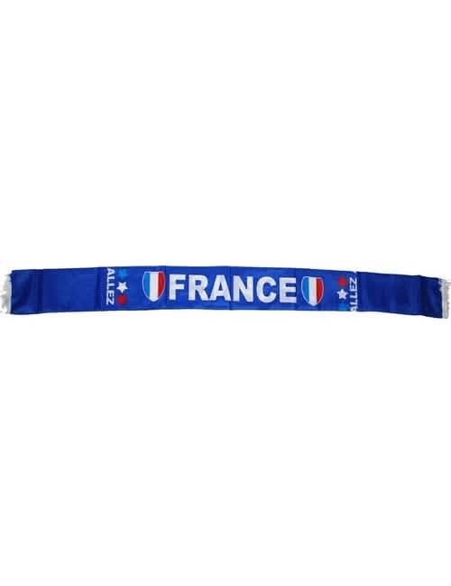 Bufanda aficionados francia para adulto azul con texto blanco y escudos tricolores
