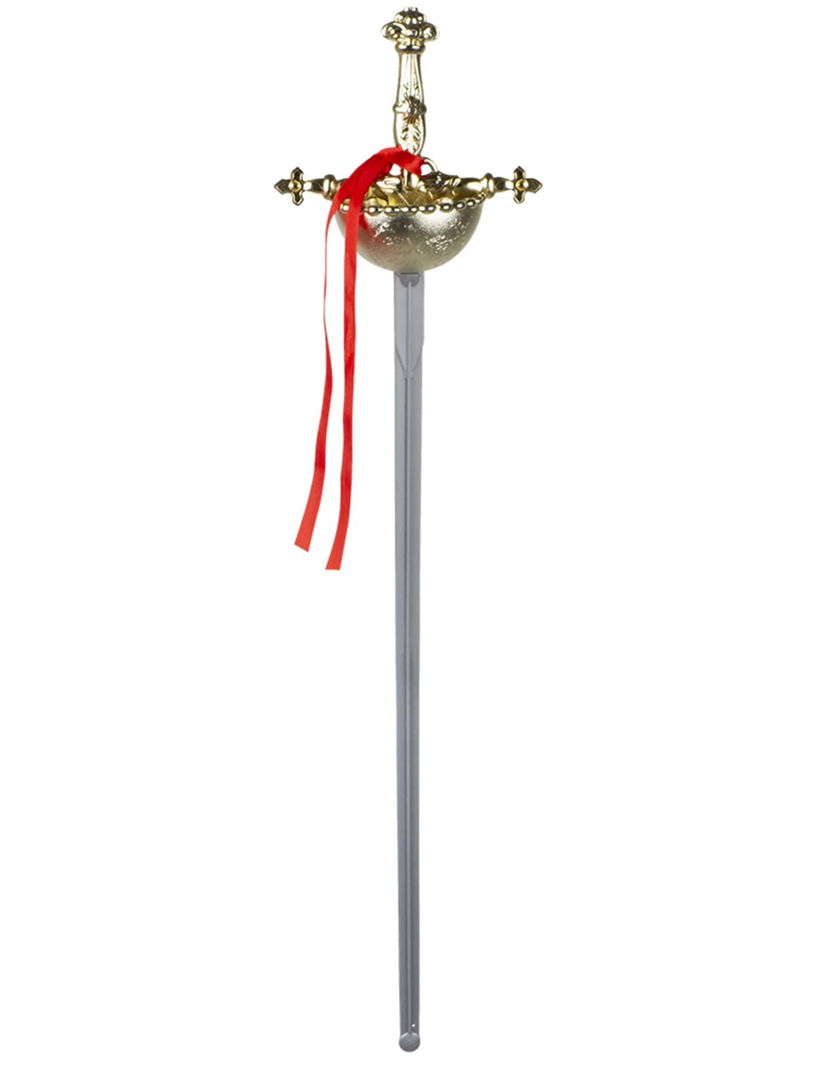Espada de mosquetero plateada y dorada con cinta roja