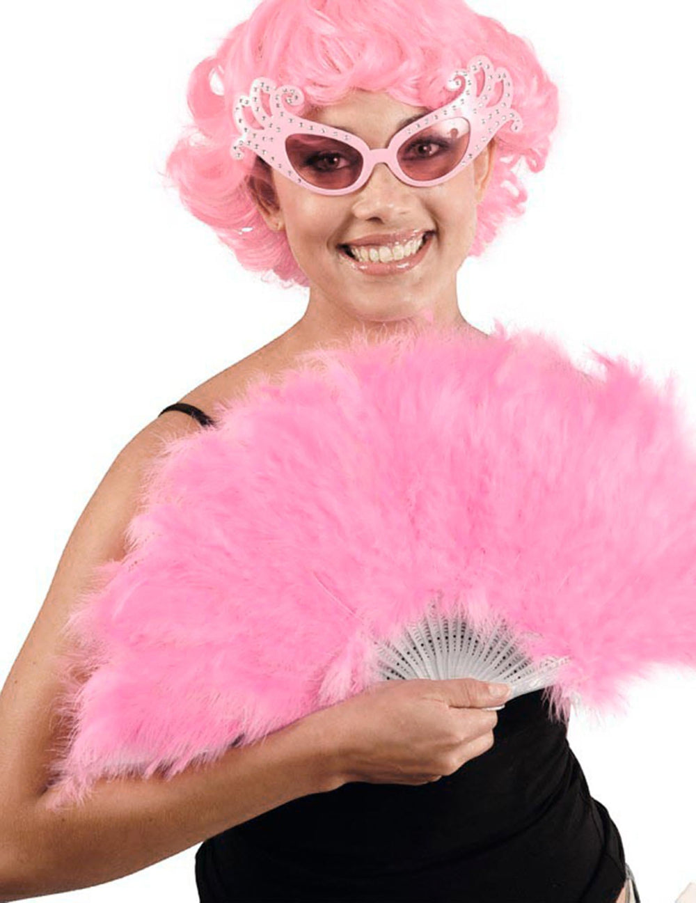 Vue portée de l'éventail à plumes pour femme