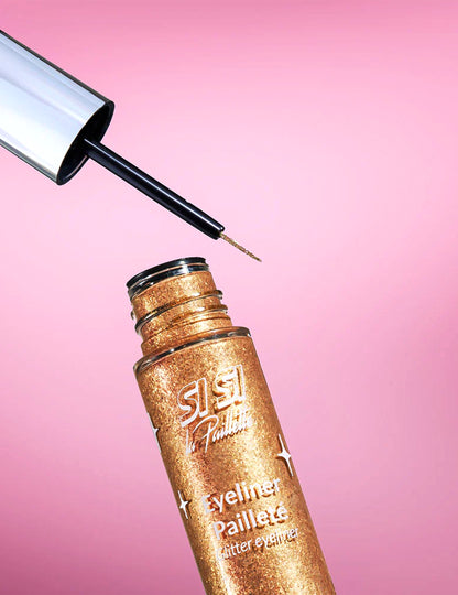 Eyeliner con purpurina oro metálico Si si la paillette™