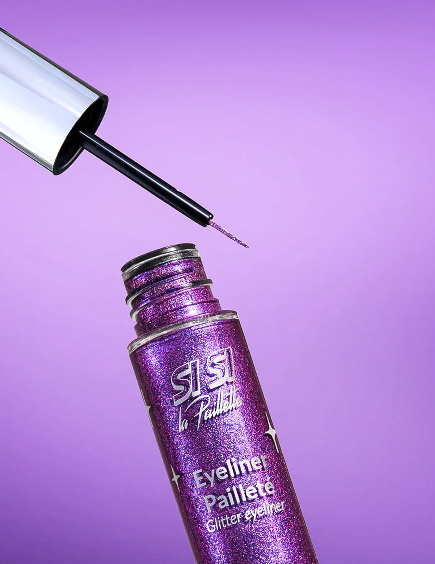 Eyeliner con purpurina violeta Si si la paillette™