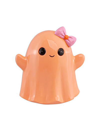 Fantasma sonriente de resina naranja pastel 20 cm