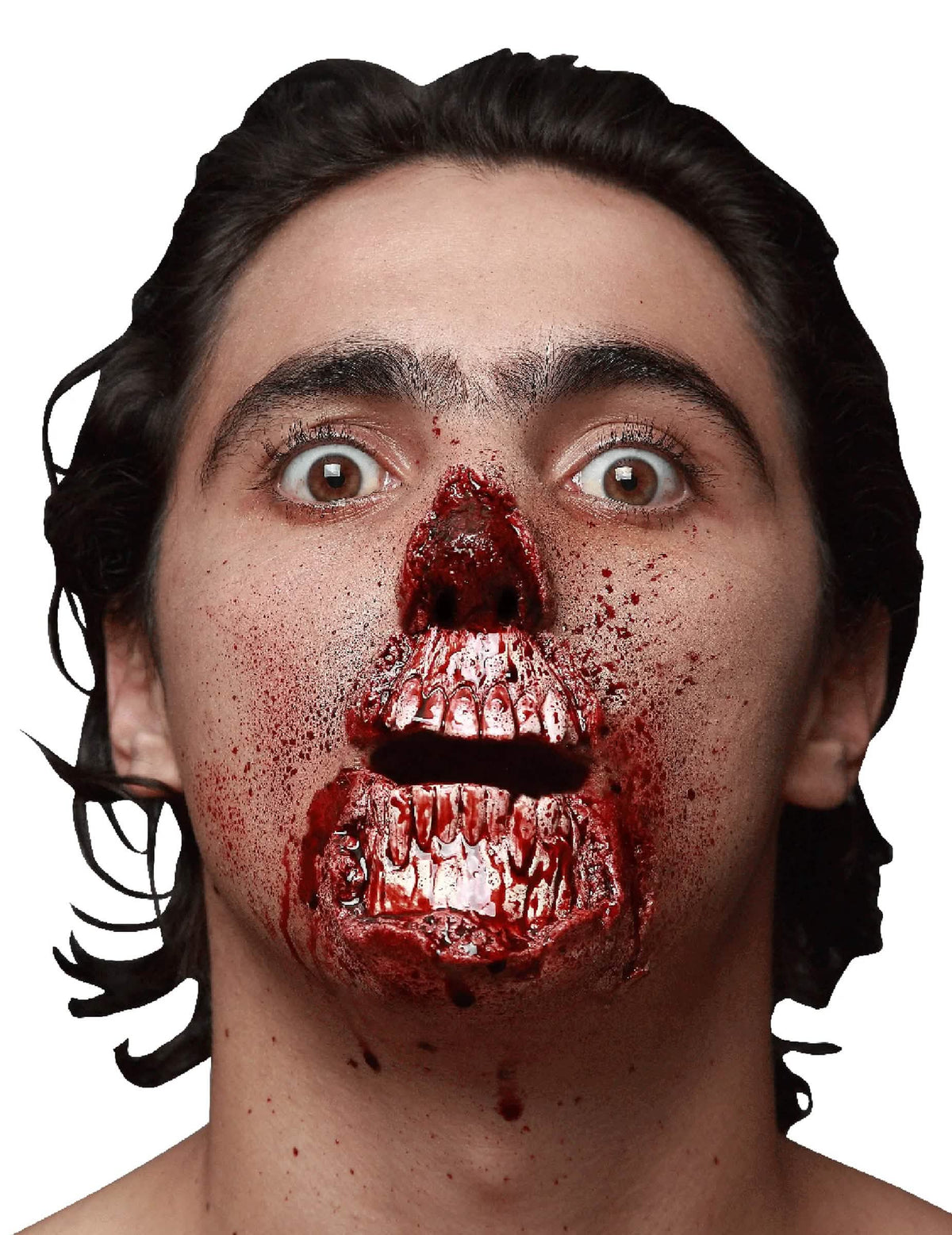 Fausse blessure bouche arrachée pour adulte rouge sanglante Halloween