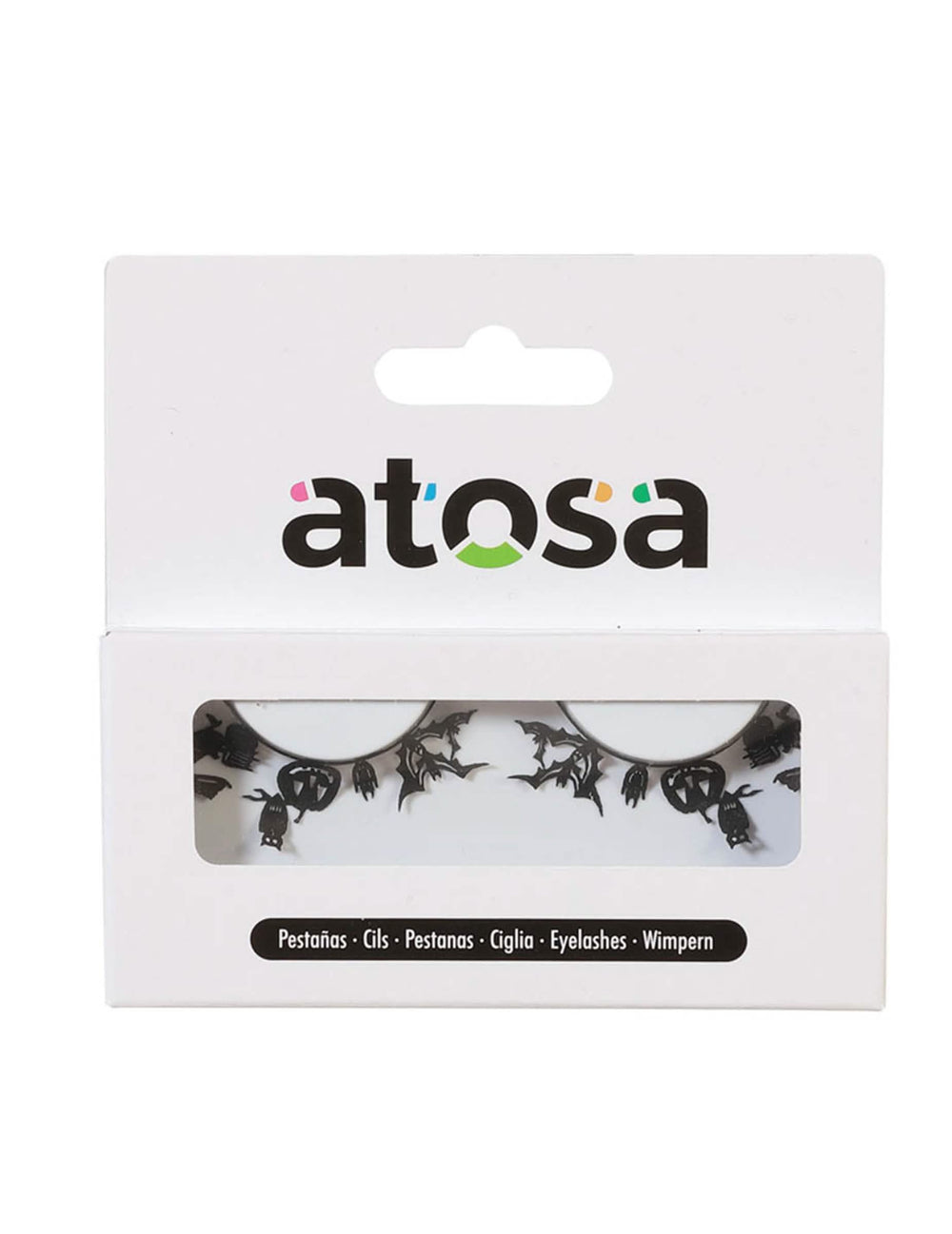 Faux cils fantaisie Halloween pour adulte noirs avec motifs chauves-souris et citrouilles