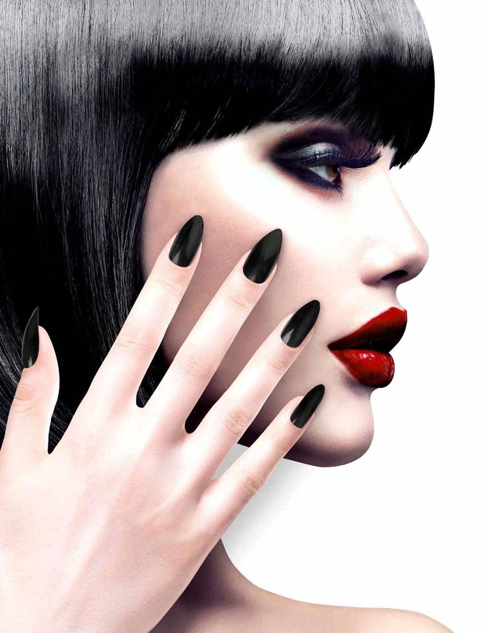 Uñas adhesivas negras puntiagudas para adulto