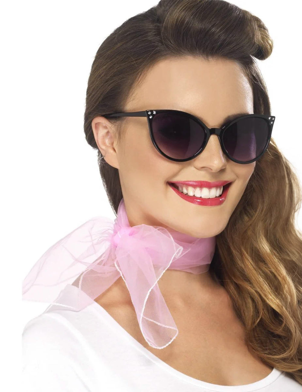 Foulard rosa para mujer en velo transparente vaporoso