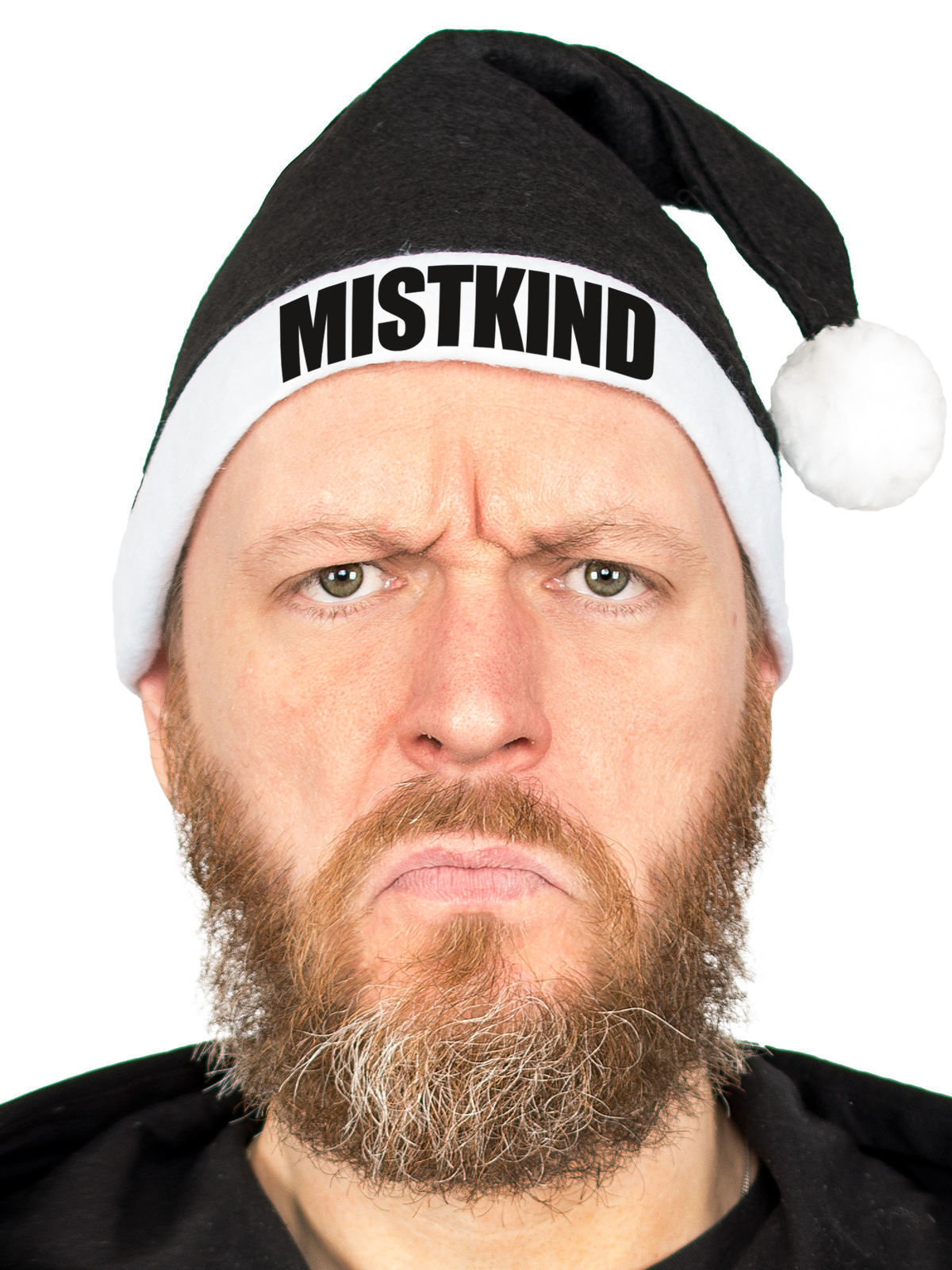 Bonnet de Noël humoristique MISTKIND pour adulte noir et blanc