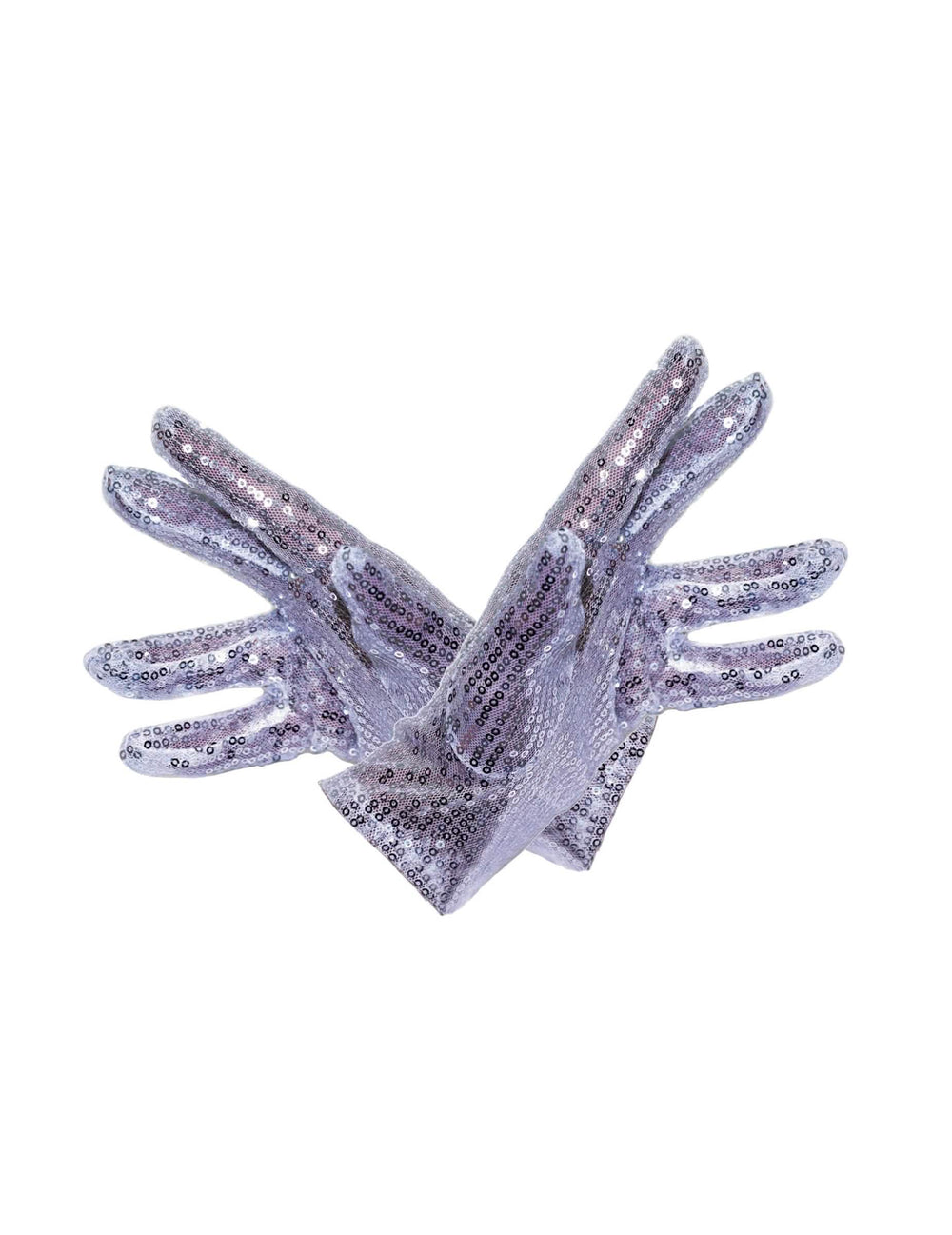 Gants courts à paillettes pour adulte argent