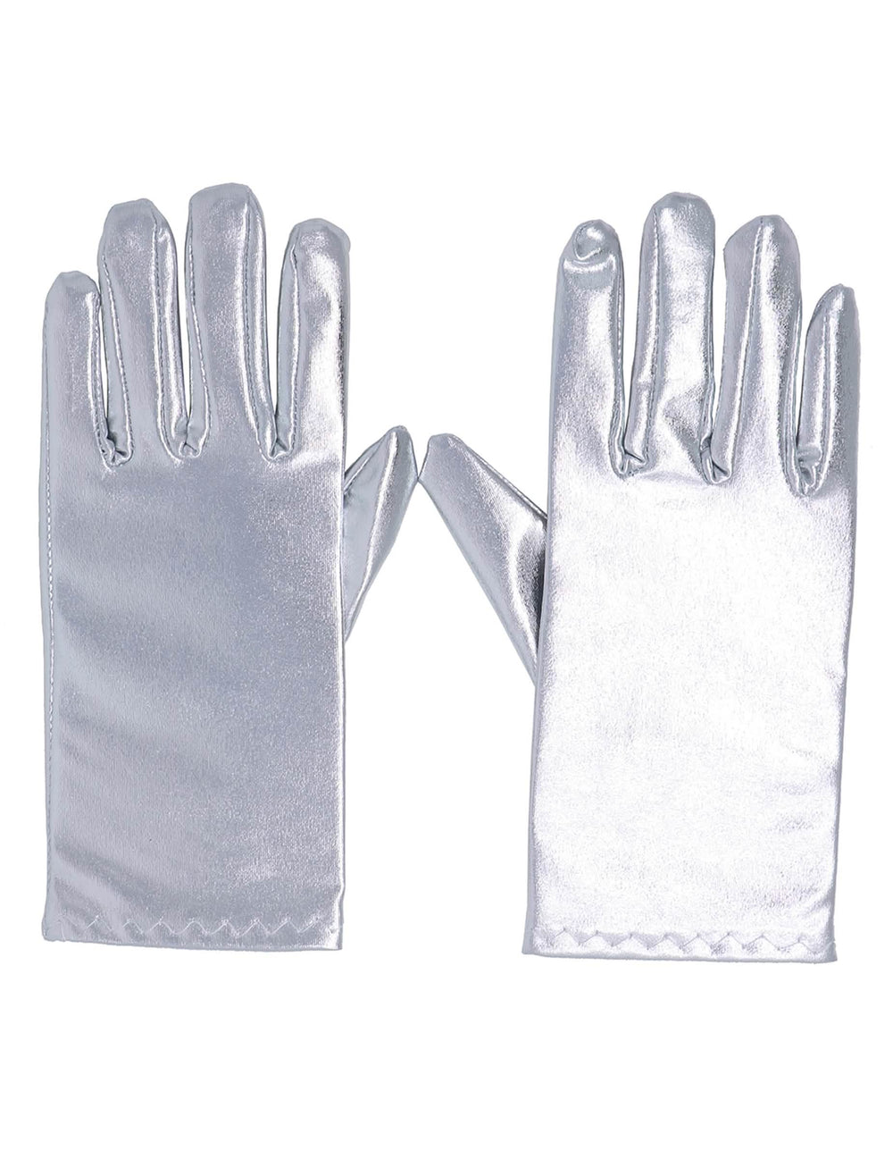 Vista general de los guantes cortos metalizados para mujer plateado