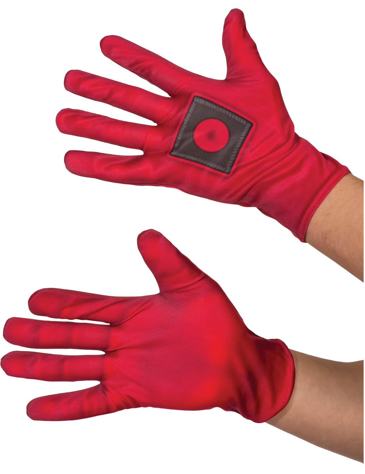 guantes Deadpool™ para adulto rojos con motivo negro en la palma
