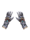 Gants de guerrier en latex pour adulte gris et or avec gemmes bleues