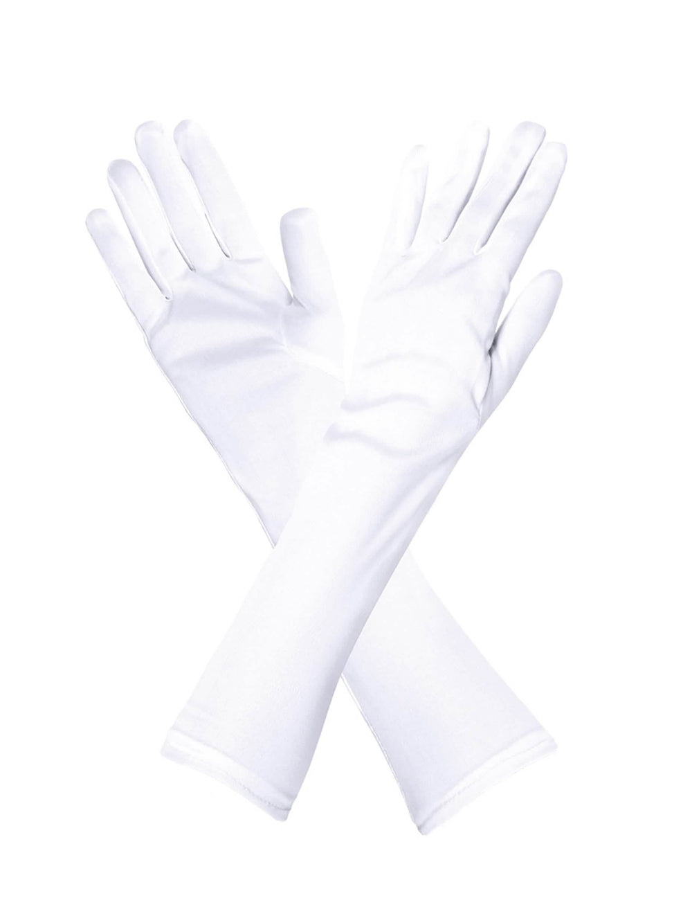 Vista cruzada de los guantes largos para adulto blancos