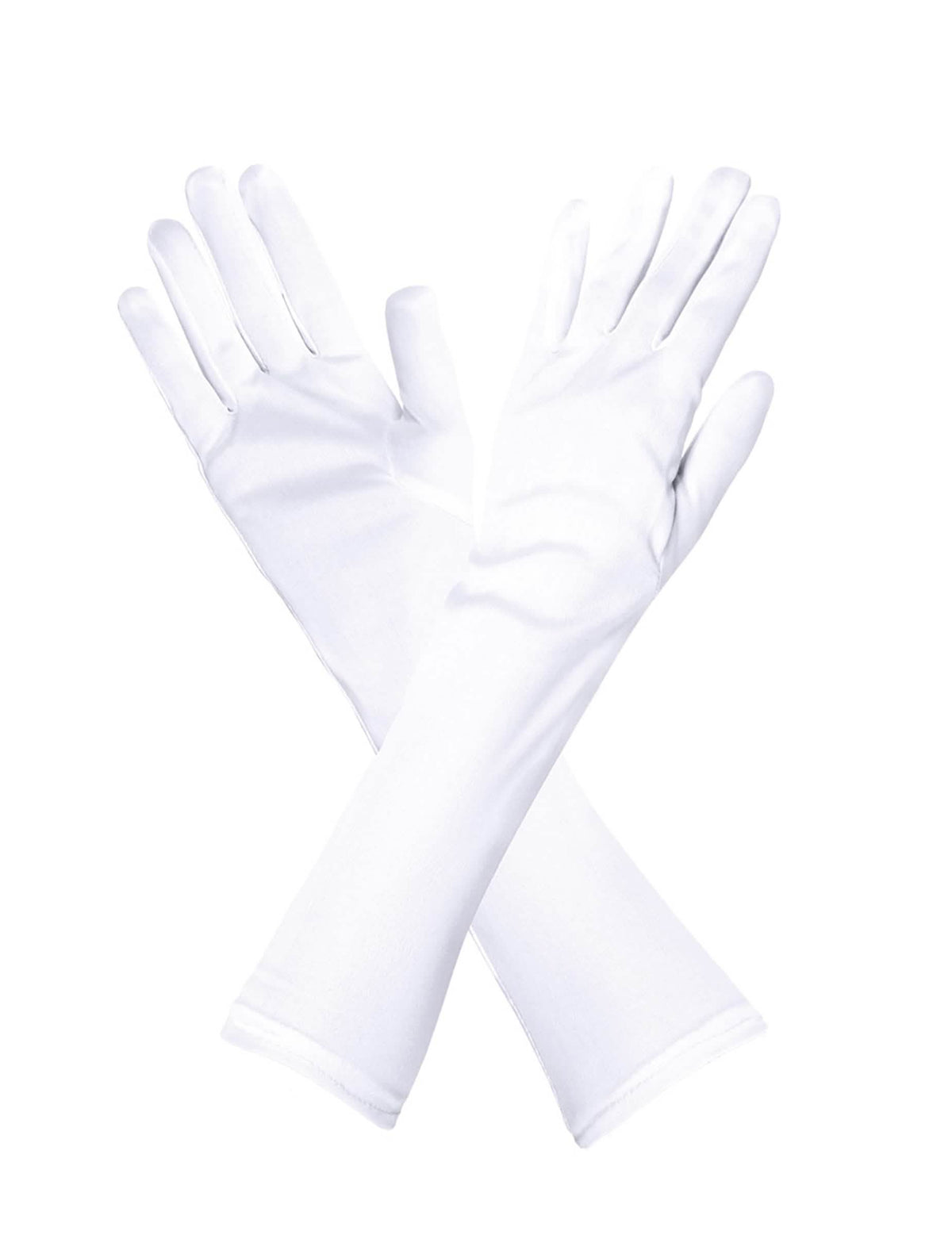 Vista cruzada de los guantes largos para adulto blancos