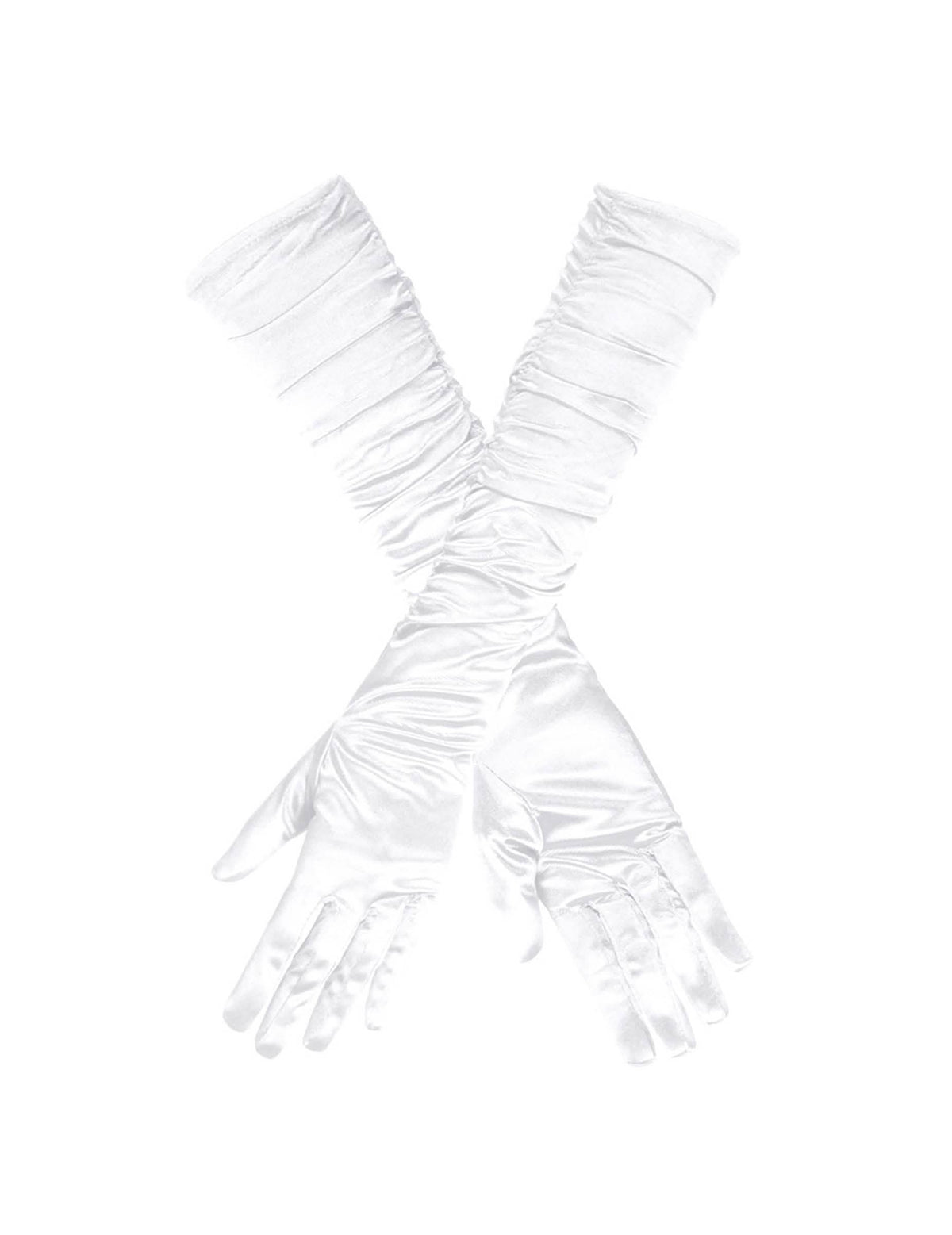 Vista plana de los guantes largos satinados para mujer