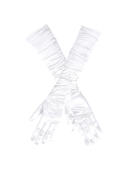 Vue à plat des gants longs satinés pour femme