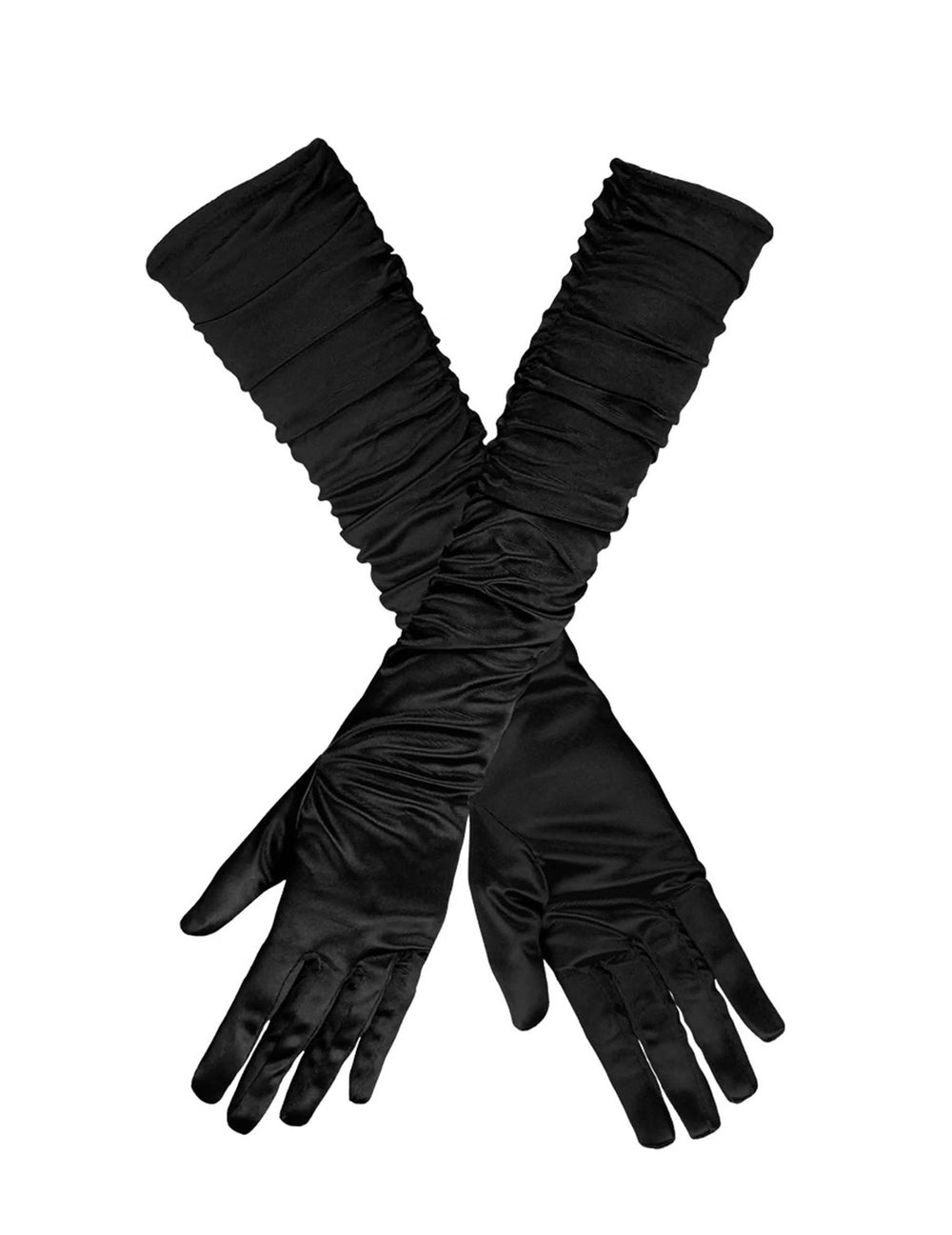 Par de guantes largos satinados cruzados para mujer