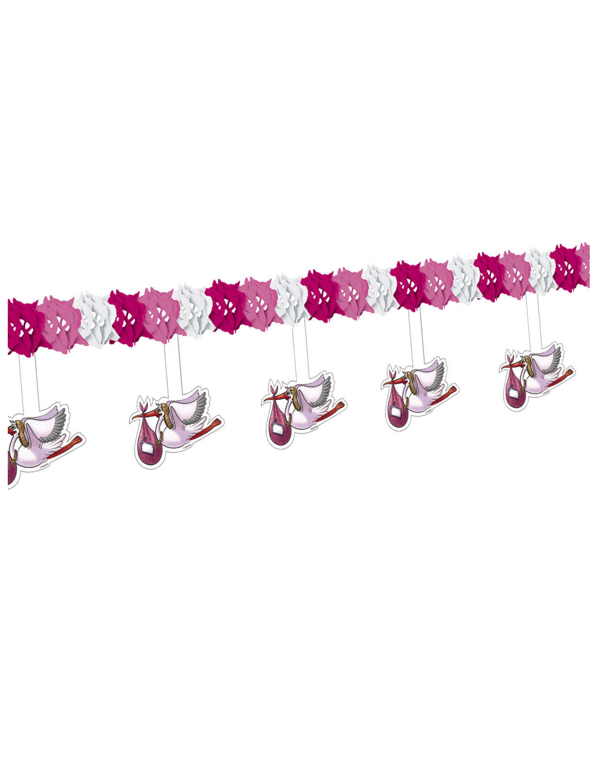 Guirlande cigognes pour fille rose et blanche