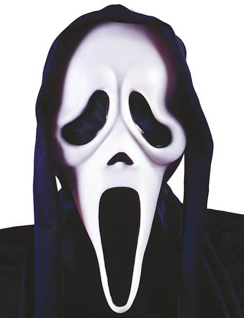 Máscara Ghost Face Scream para adulto blanco y negro con capucha