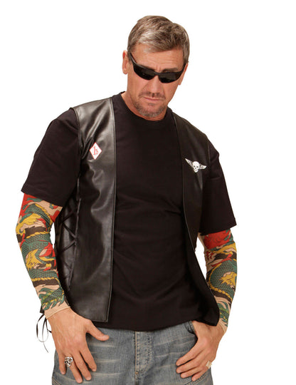 Gilet biker pour adulte noir en simili-cuir