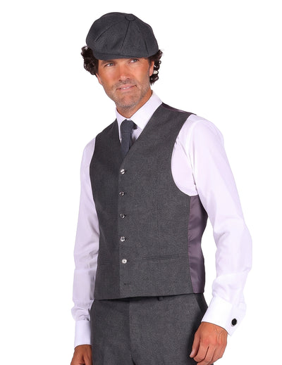 Chaleco de gánster años 20 gris hombre