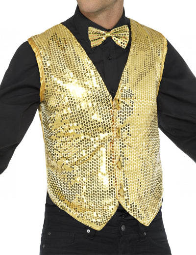 Gilet or à sequins pour adulte doré