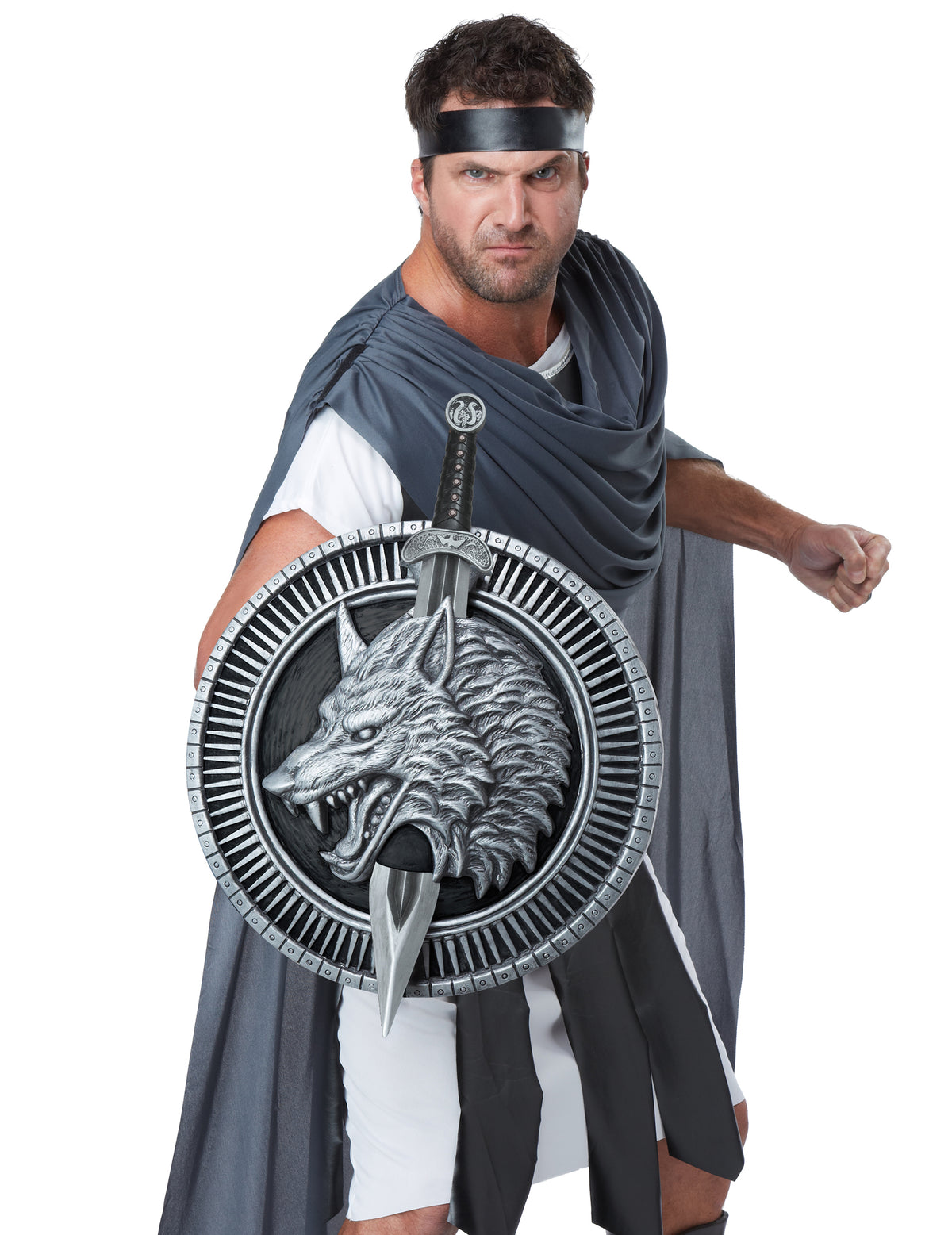 Mise en situation du glaive et bouclier de guerrier au loup
