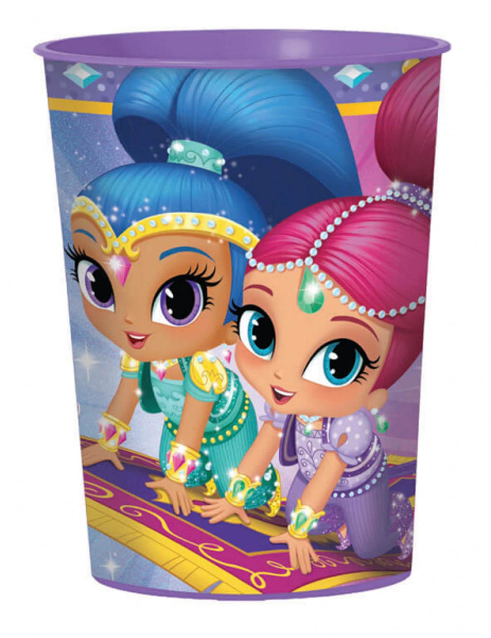 Vaso de plástico Shimmer y Shine para niño violeta de 455 ml