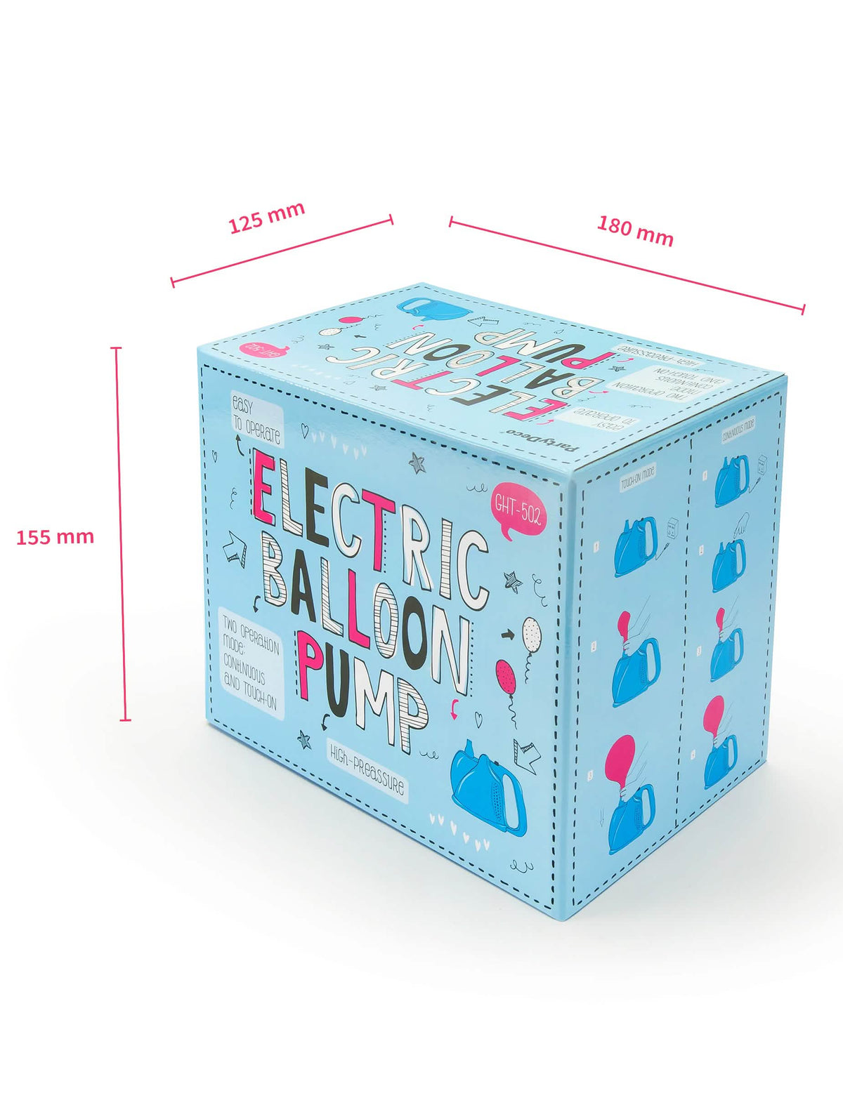 Dimensiones del embalaje del inflador eléctrico de globos